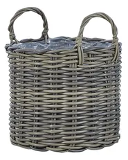 Blumenkorb 3er Set NIKITI 29/35/40 cm Polyrattan Taupe_826533