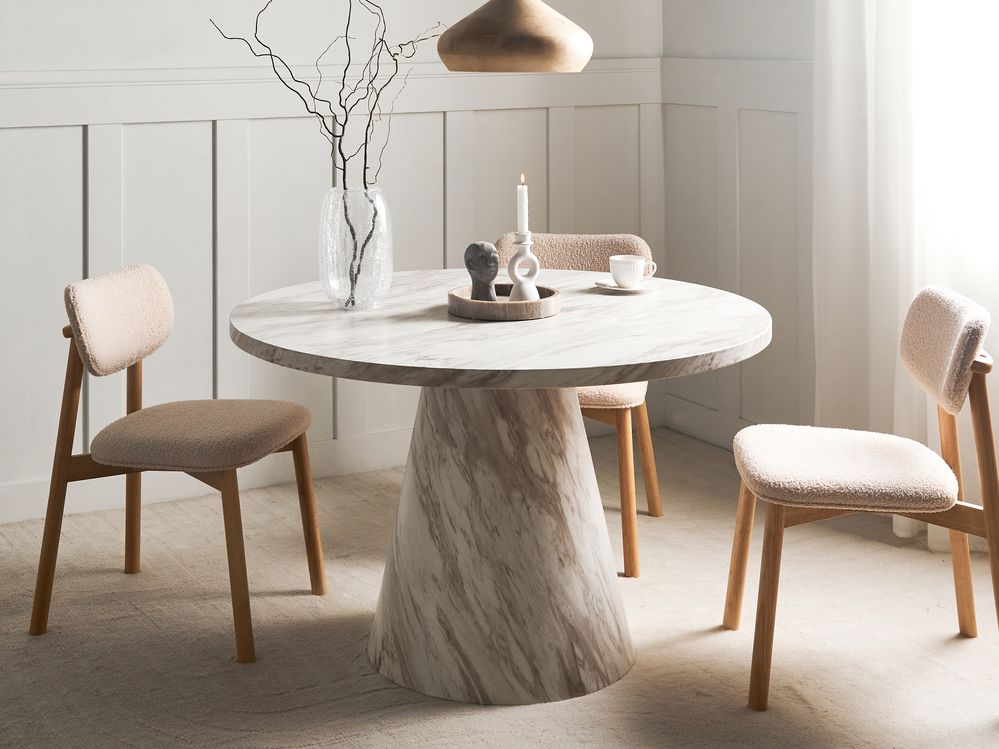 Eettafel MERE Wit marmer 120 cm 120 cm