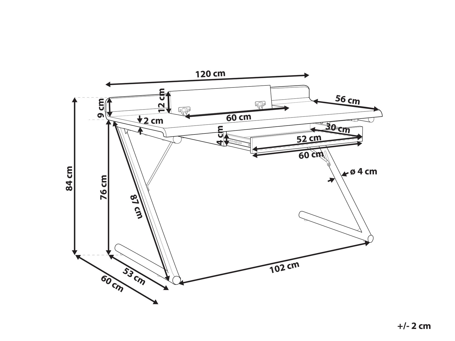 Schreibtisch FOCUS 120 cm 60 cm mit Schubladen Weiß_801923