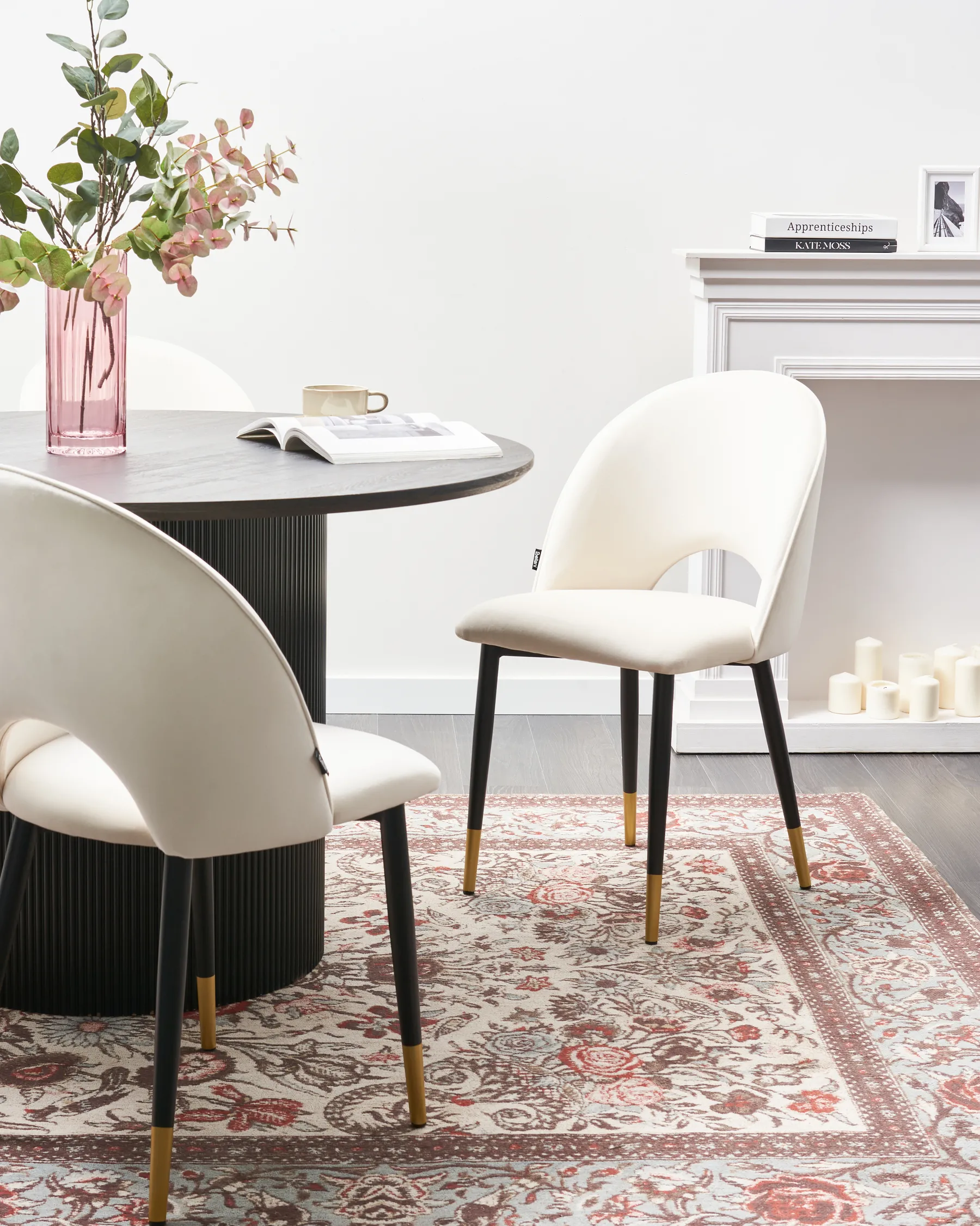 Set of 2 Dining Chairs MAGALIA Velvet Light Beige_847677