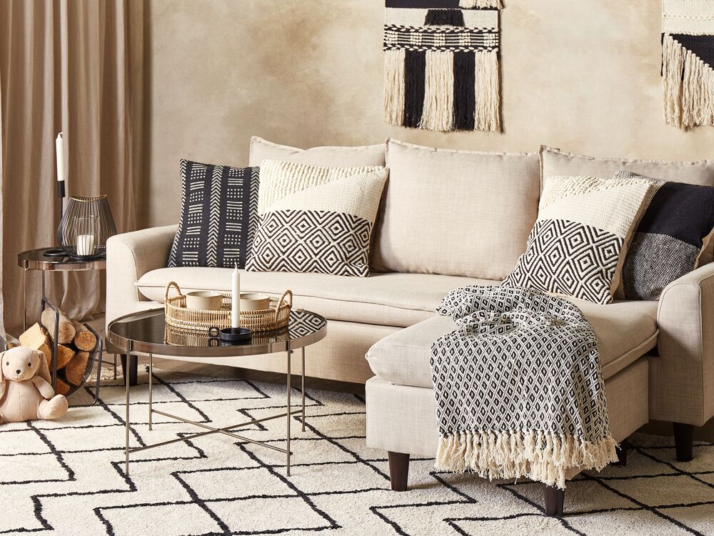 Dekokissen 2er Set CALANTHE 45 x 45 cm Baumwolle Beige Geometrisches Muster