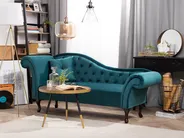 Left-Hand Chaise Longue LATTES Velvet Teal_738672
