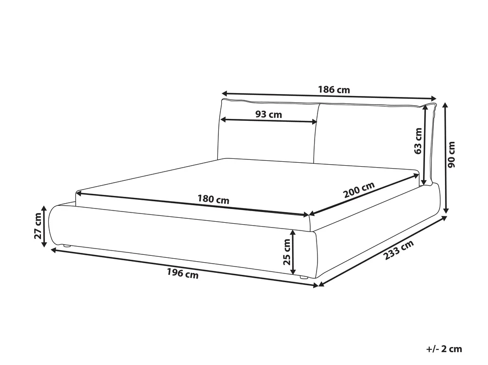 Waterbed Boucle VINAY 180 x 200 cm (EU Super King) Light Beige_969403