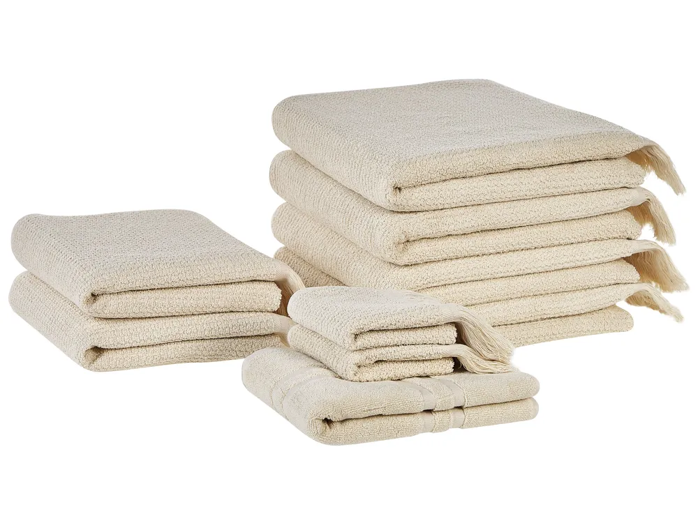 Handtücher 9er Set ATIU Baumwollfrottee Beige_1067907