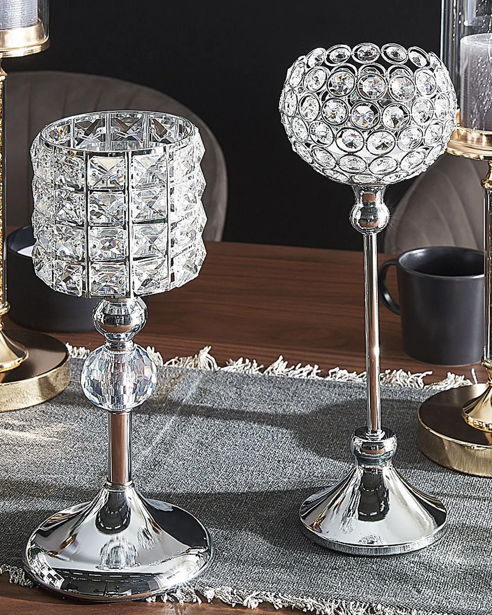 Kerzenständer ESTERNAY 27 cm Metall Silber_788884