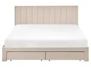 Bed with Storage Drawers LONZAC Velvet Beige 160 x 200 cm (EU King Size)_1014704