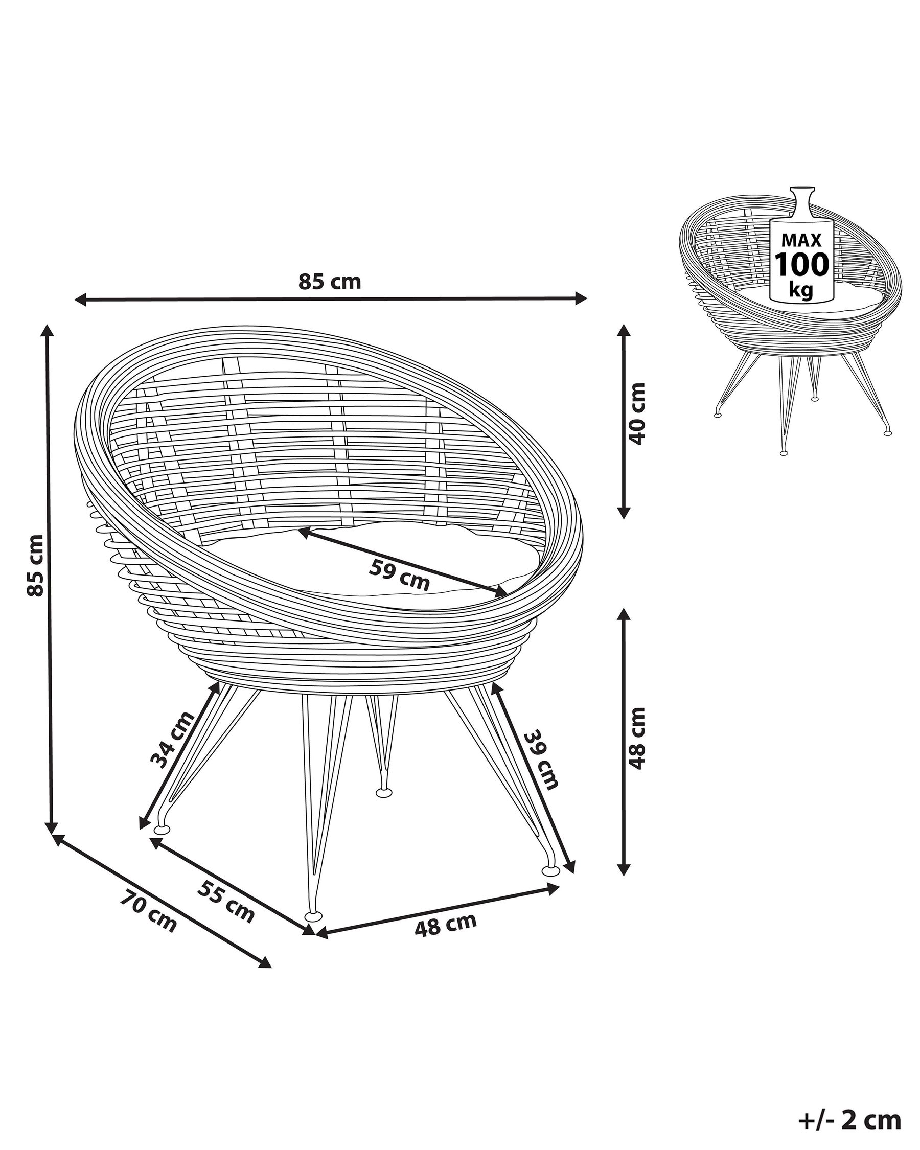 Gartenstuhl MARATEA Rattan Naturfarben_878371