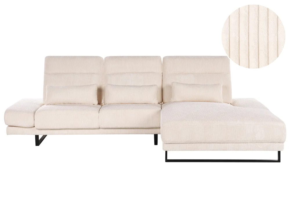 Ecksofa 4-Sitzer IKAST Cord Beige linksseitig