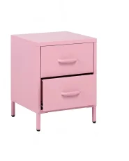 Nachttisch mit 2 Schubladen MALAVI Metall Rosa_1151453