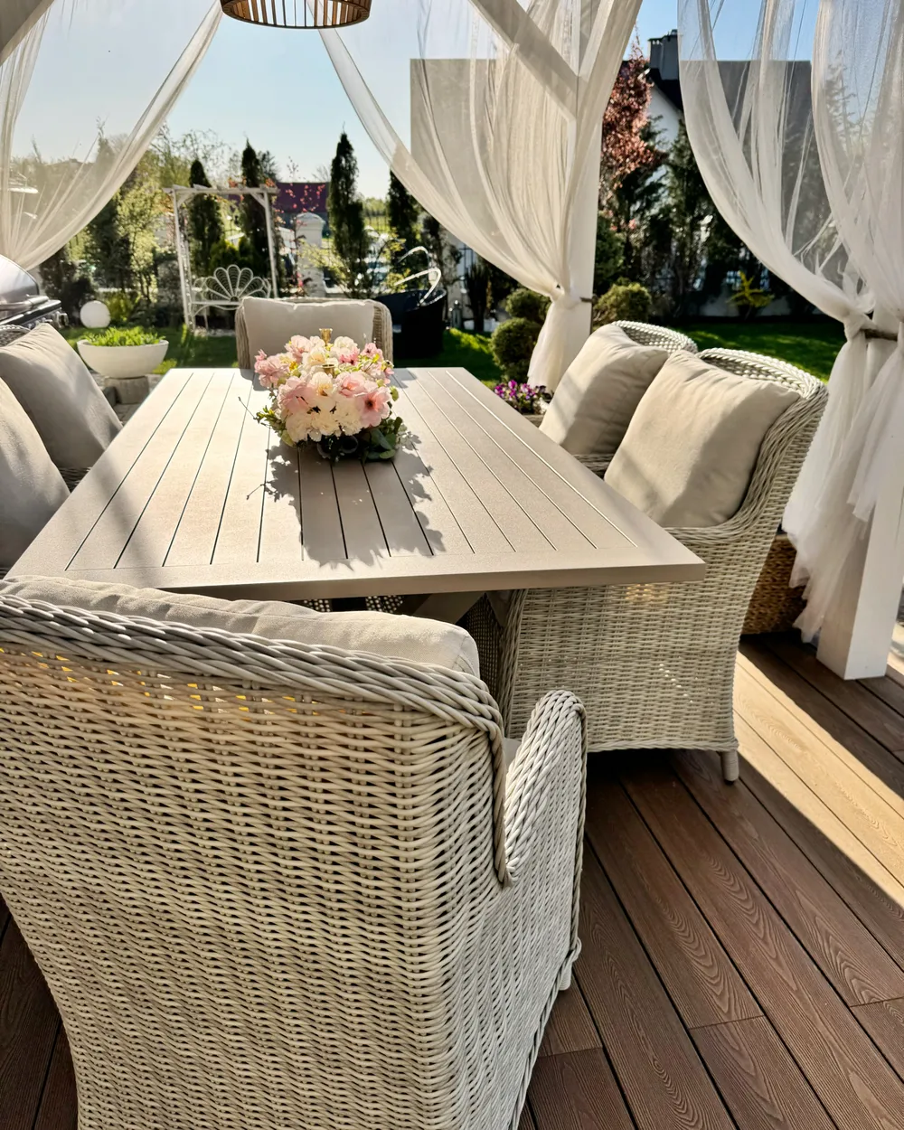 Gartenmöbel Set 6-Sitzer CASCAIS inkl. Kissen Polyrattan Beige
