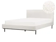 Bett mit Lattenrost Bouclé CORIO 140 x 200 cm Cremeweiß_903223