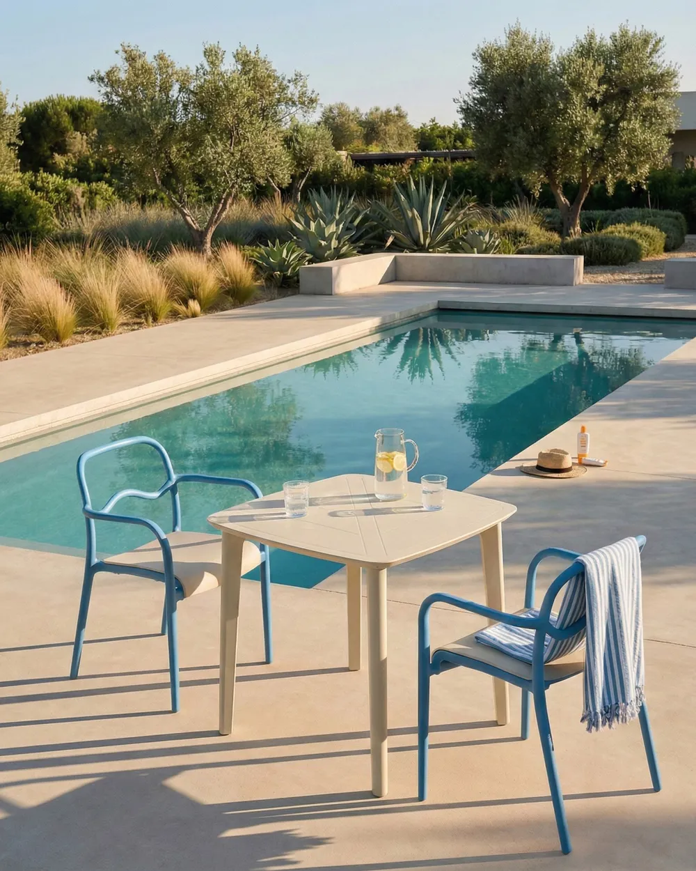 Gartenstuhl 2er Set THASOS Kunststoff Blau