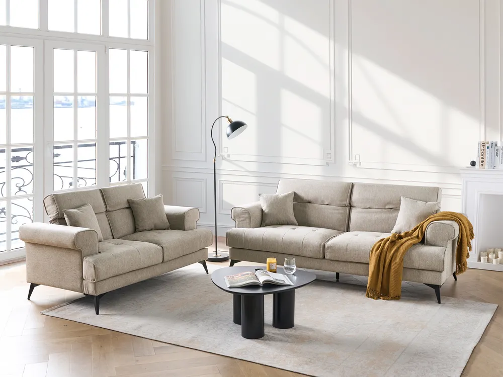Sofa 2 Seater SKIVE Fabric Taupe_946172