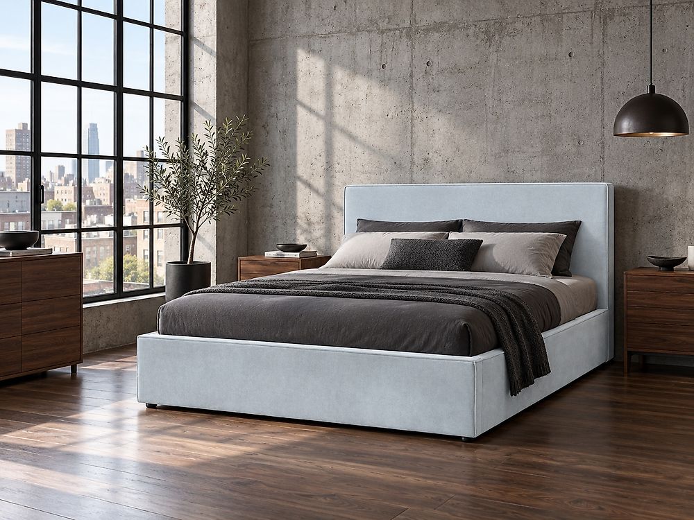 Ottoman Bed MOISSAC Chenille Light Blue 160 x 200 cm (EU King Size)