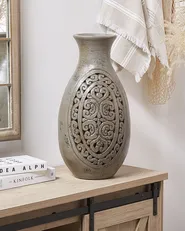 Dekovase MEGARA 51 cm Keramik Grau_813388