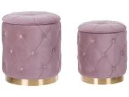 Pouf mit Stauraum 2er Set PUEBLO Samtstoff Rosa_881643