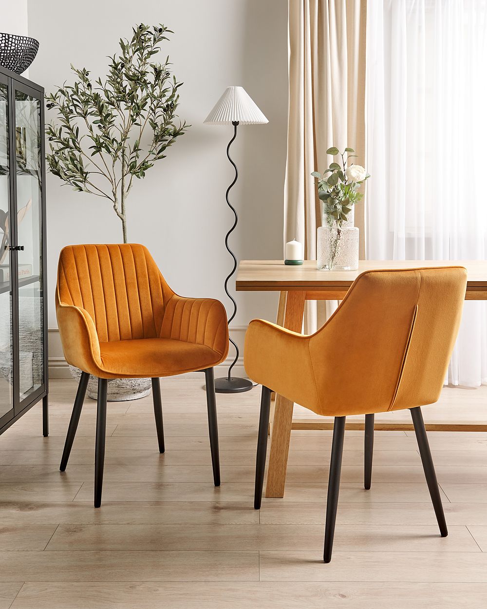 Set van 2 eetkamerstoelen WELLSTON Fluweel Oranje