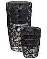 Set mit 2 Blumentöpfen CHELONE 26/34 cm Polyrattan Schwarz