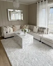 U-förmiges Modulsofa 5-Sitzer UNSTAD mit Ottomane Stoff Hellbeige_961655