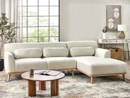 Corner Sofa 3 Seater SIMOS Fabric Off-White Left Hand_927970