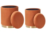 Pouf mit Stauraum 2er Set MIRAMAR Samtstoff Orange_881570