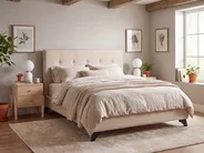 Bett mit Lattenrost Stoff AMBASSADOR 140 x 200 cm Beige_871068