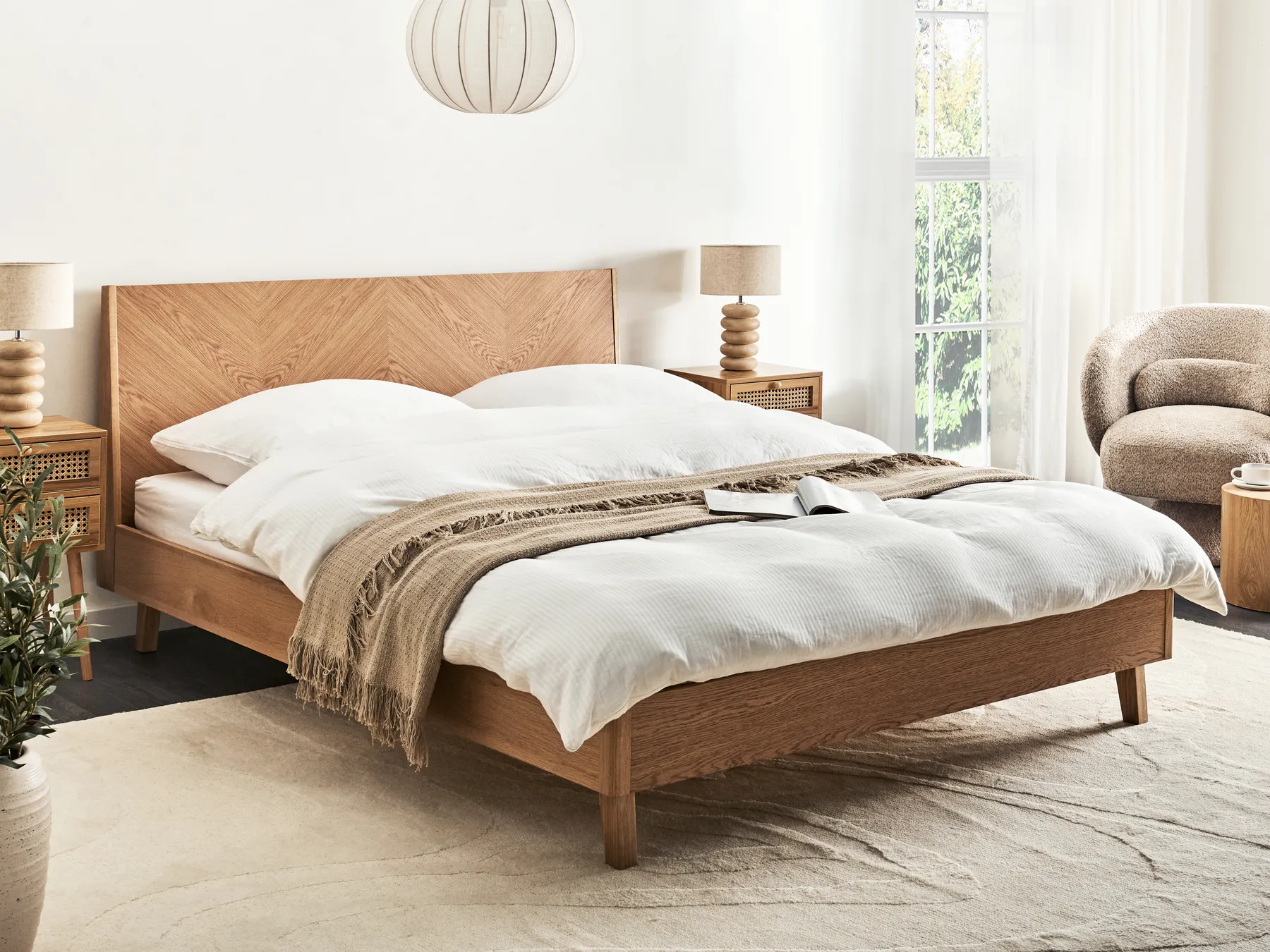 Bed WIZERNES 160 x 200 cm (EU King Size) Light Oak_979994