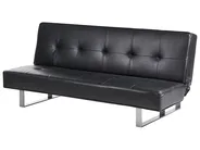 Sofa Bed 3 Seater DERBY Faux Leather Black_700271