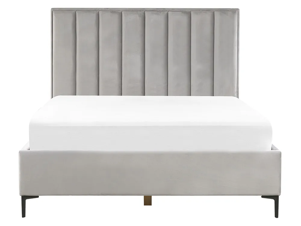 Schlafzimmer Set SEZANNE Samtstoff Hellgrau 160 x 200 cm_795641