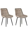 Esszimmerstuhl 2er Set MELROSE Samtstoff Taupe