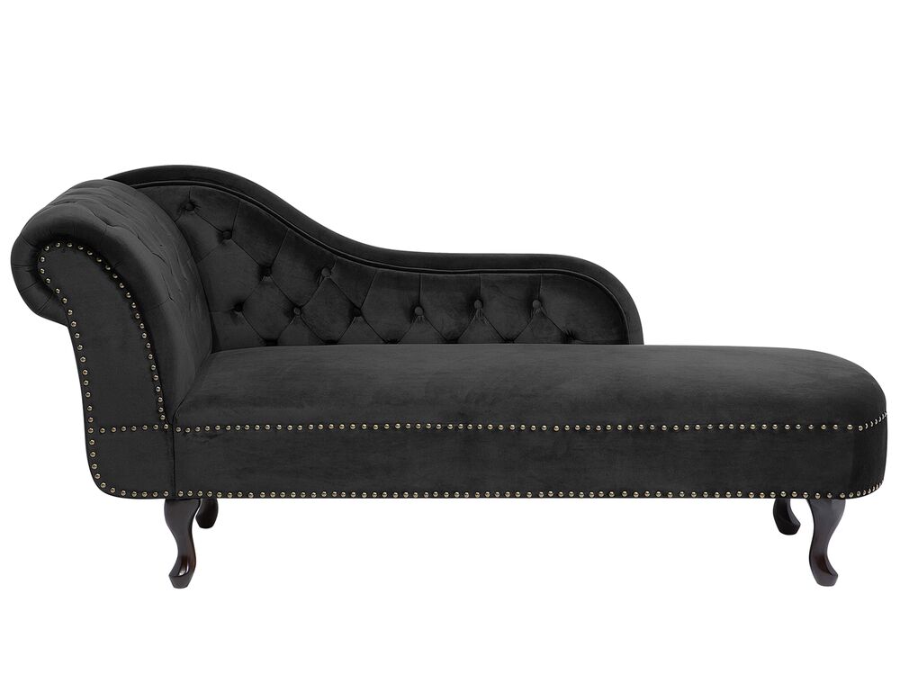 Linksseitige Chaiselongue NIMES Samtstoff Schwarz