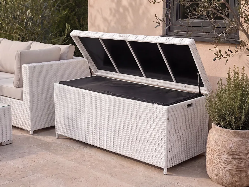 Storage Box MODENA 158 cm 63 cm PE Rattan White_1155499