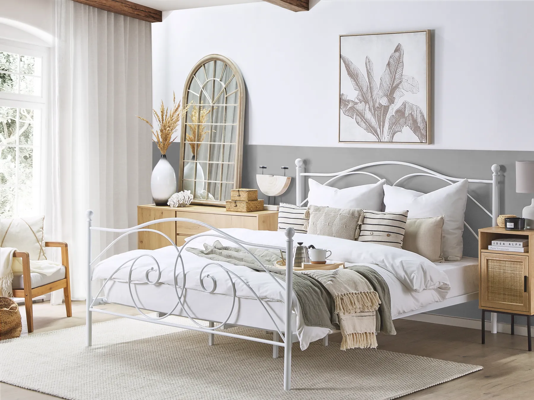 Bett mit Lattenrost Metall DINARD 180 x 200 cm Weiß_740785