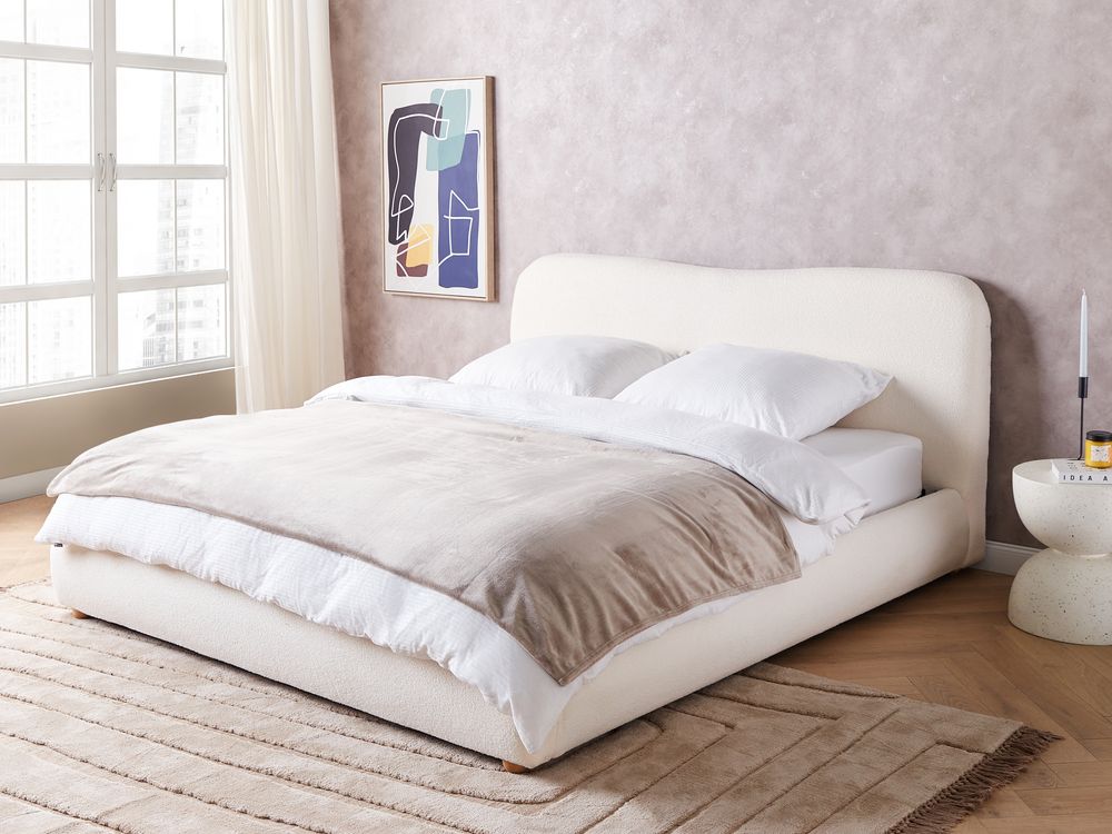 Ottoman Bed BLAGNAC Boucle Off-White 180 x 200 cm (EU Super King)