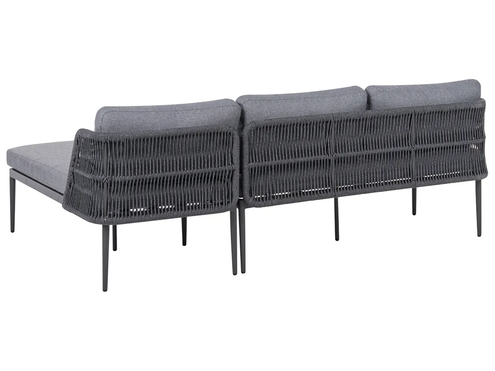 Garten Ecksofa mit Tisch 3-Sitzer LEFFE Metall Grau linksseitig_1045322