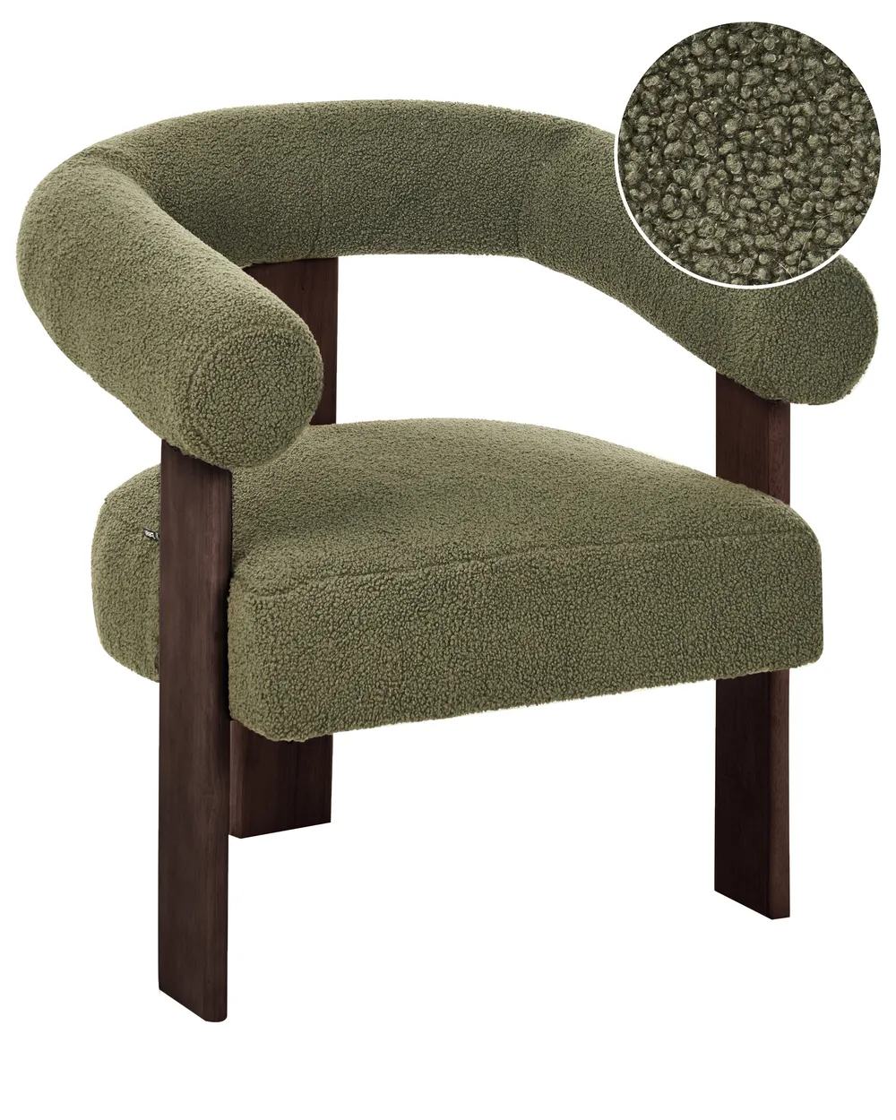 Sessel ILBRO Bouclé Grün / Dunkelbraun