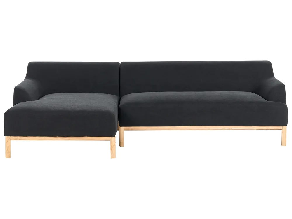 Ecksofa 3-Sitzer SOSJO Stoff Schwarz rechtsseitig