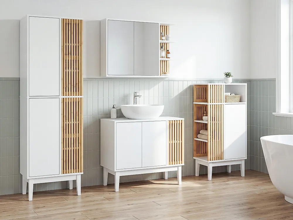 Badezimmerschrank NUBES 52 cm Hellbraun / Weiß_1192523