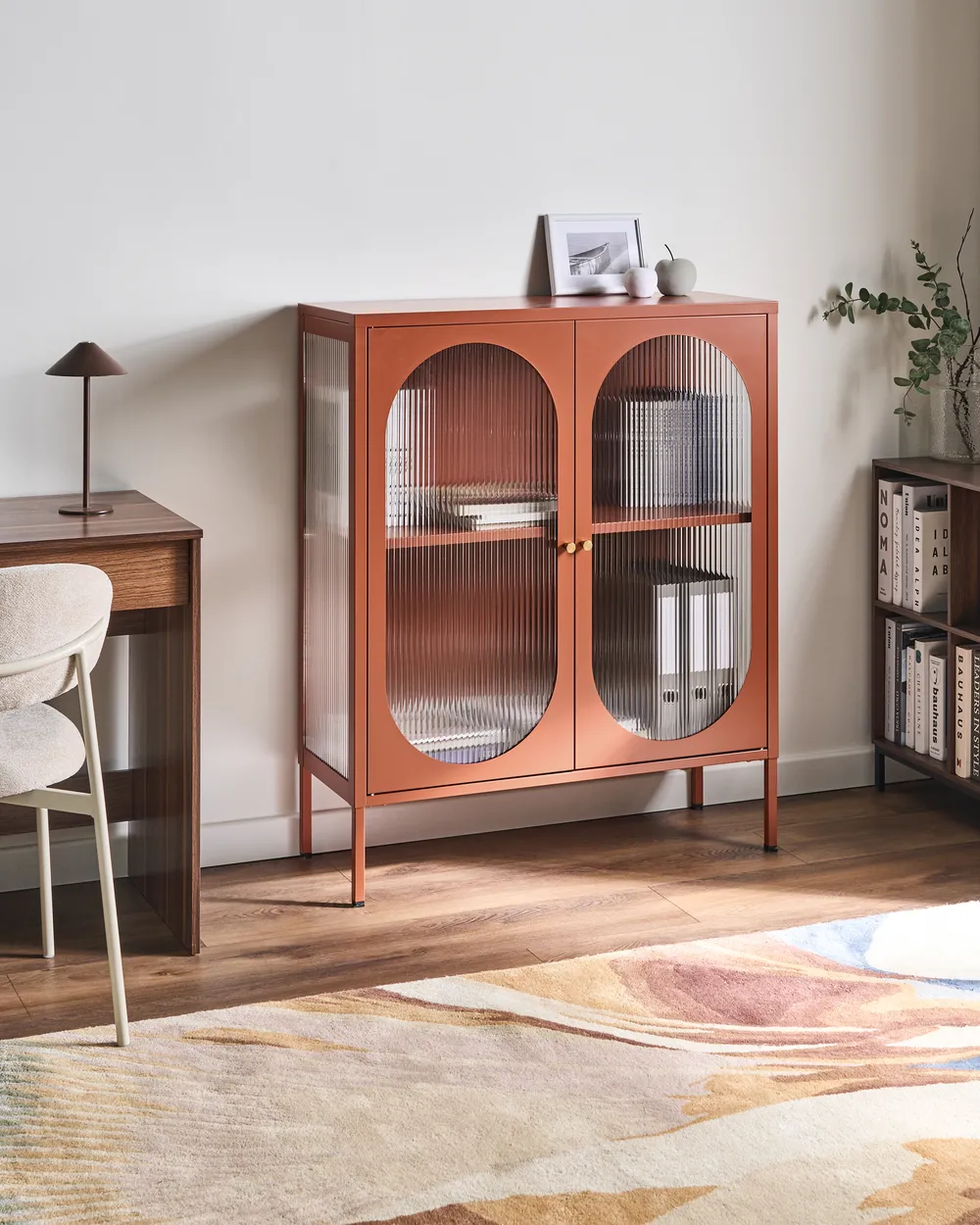 Sideboard mit Glastüren SARRE 90 cm Metall Goldbraun