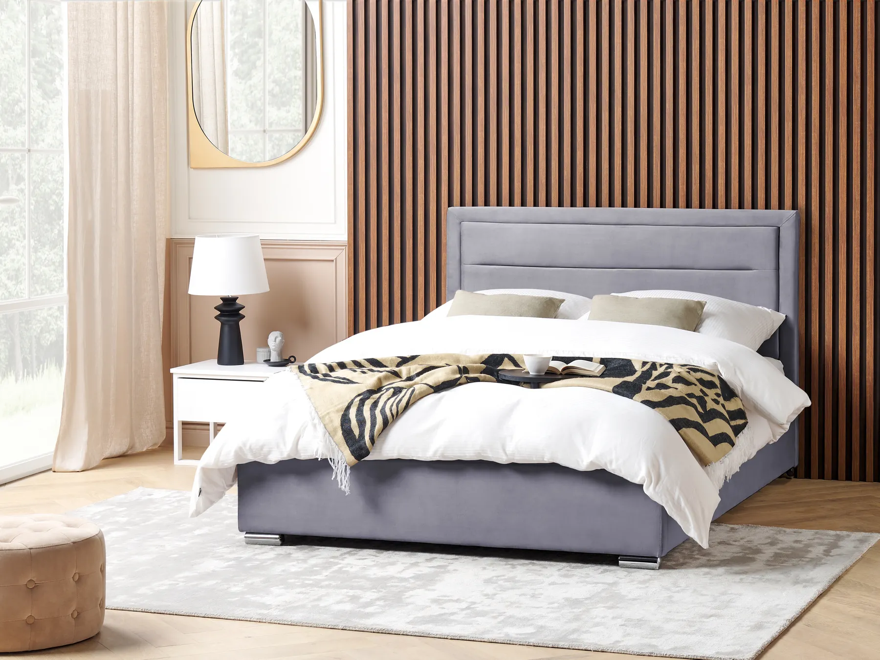 Ottoman Bed ROUEN Velvet Dark Grey 160 x 200 cm (EU King Size)_843806
