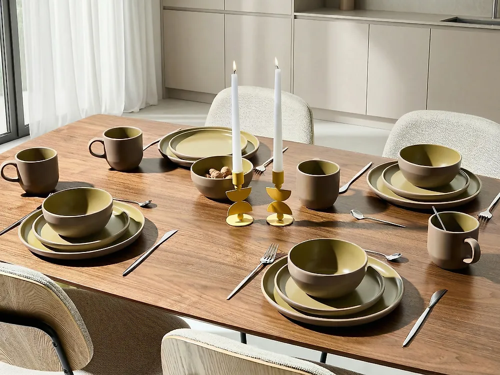Tafelservice 16-teilig NUTMEG Steinzeug Beige / Grün