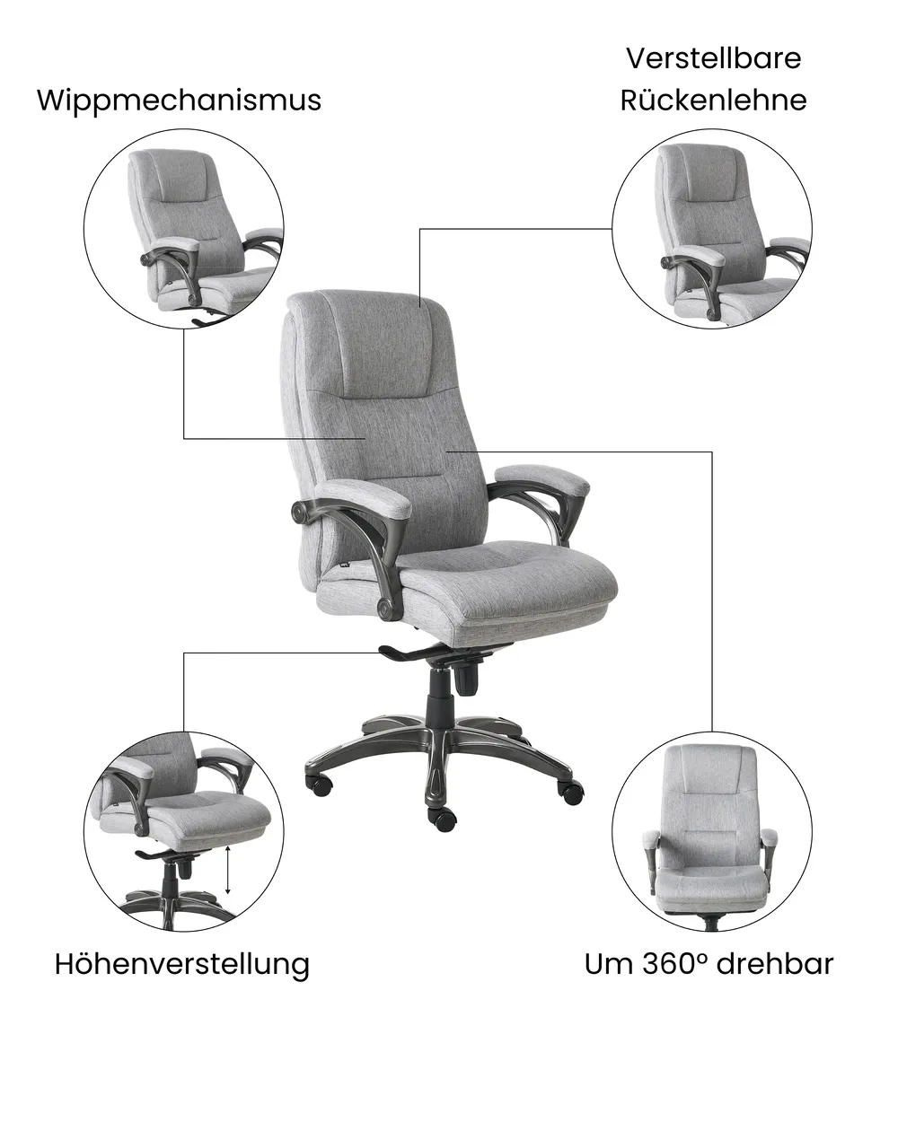 Chefsessel MAGNUS Leinen Grau_1071104