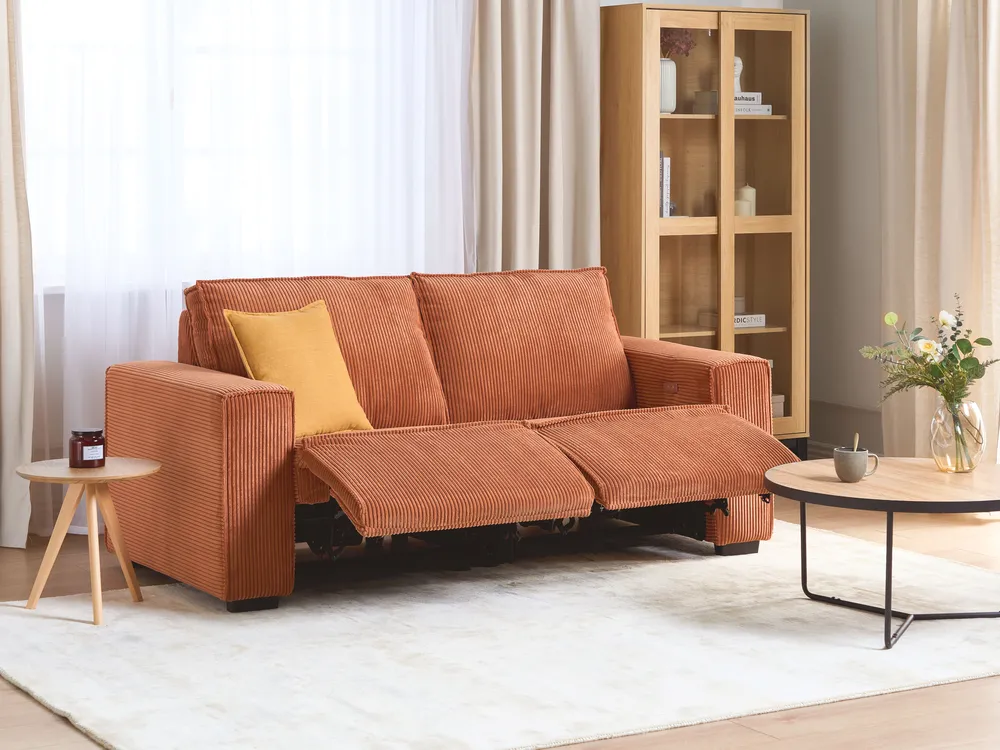 Sofa elektrisch verstellbar 2-Sitzer NUKARI Cord Orange_918673