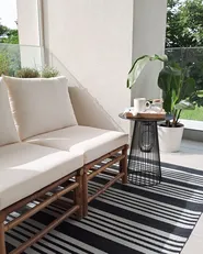 Garden Lounge Set with Table 6 Seater CERRETO Bamboo Off-White Left Hand_933132