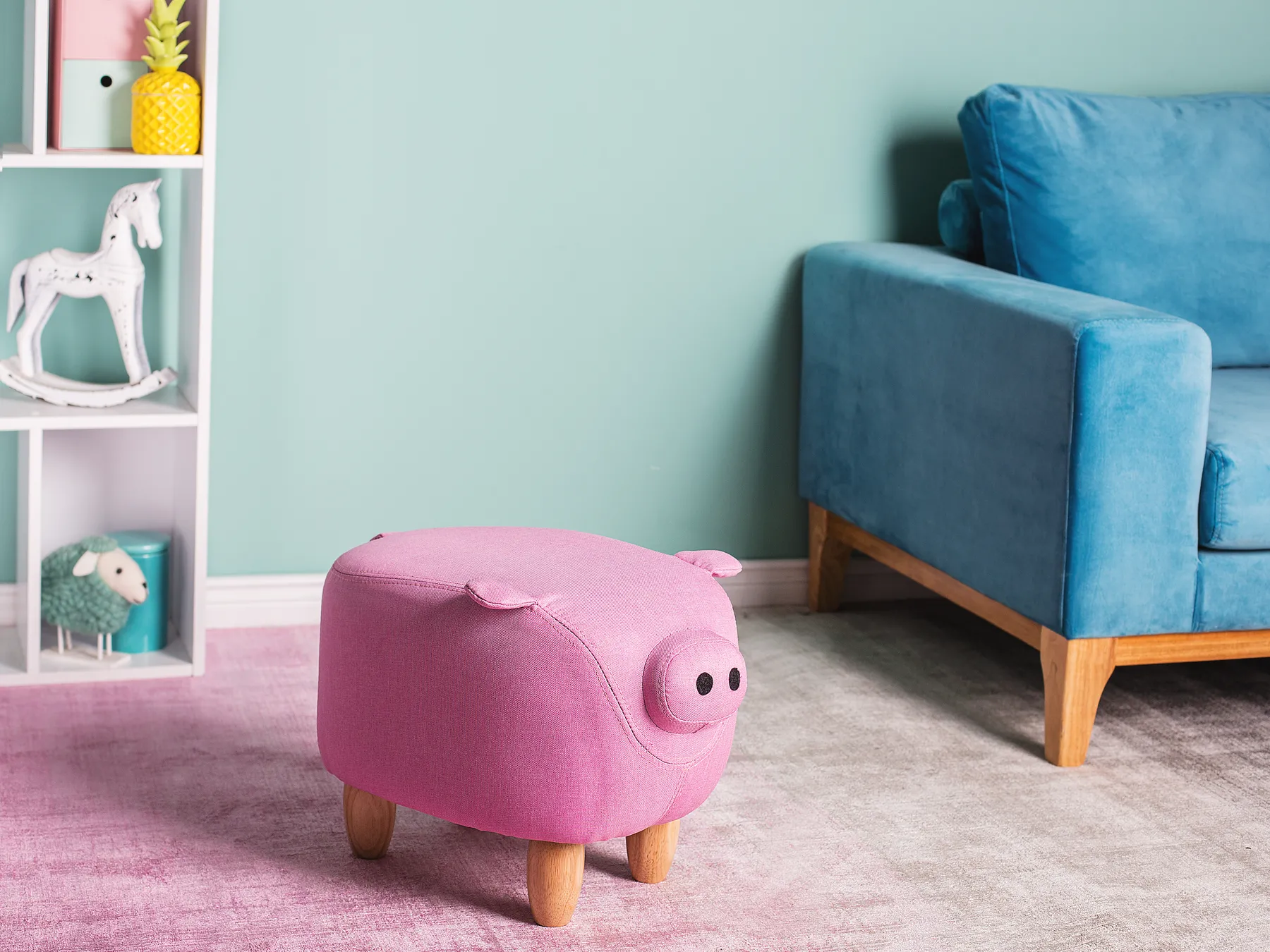 Animal Stool PIGGY Pig Fabric Pink_710647