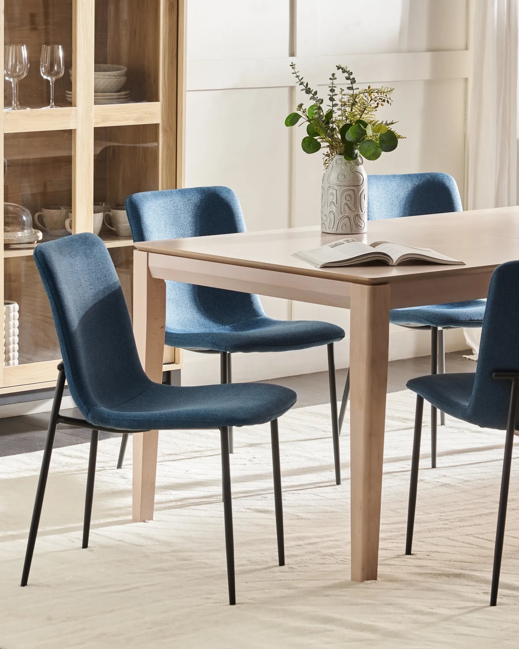 Esszimmerstuhl 4er Set GLENDIVE Stoff Dunkelblau_929011