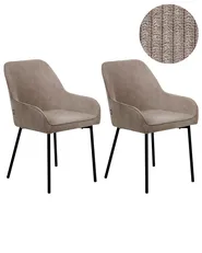 Set of 2 Dining Chairs LOVERNA Corduroy Beige_963156