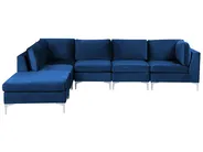Modul Ecksofa 5-Sitzer EVJA mit Ottomane Samtstoff Marineblau rechtsseitig_859870