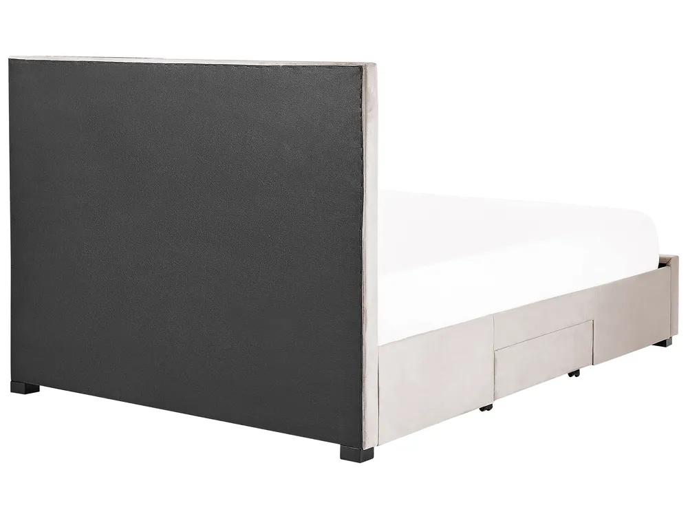 Krevet s ladicama LIEVIN Samet bež 160 x 200 cm_858037