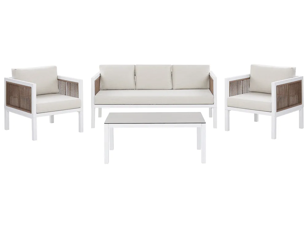 Lounge Set mit Tisch 5-Sitzer BORELLO Metall Weiß